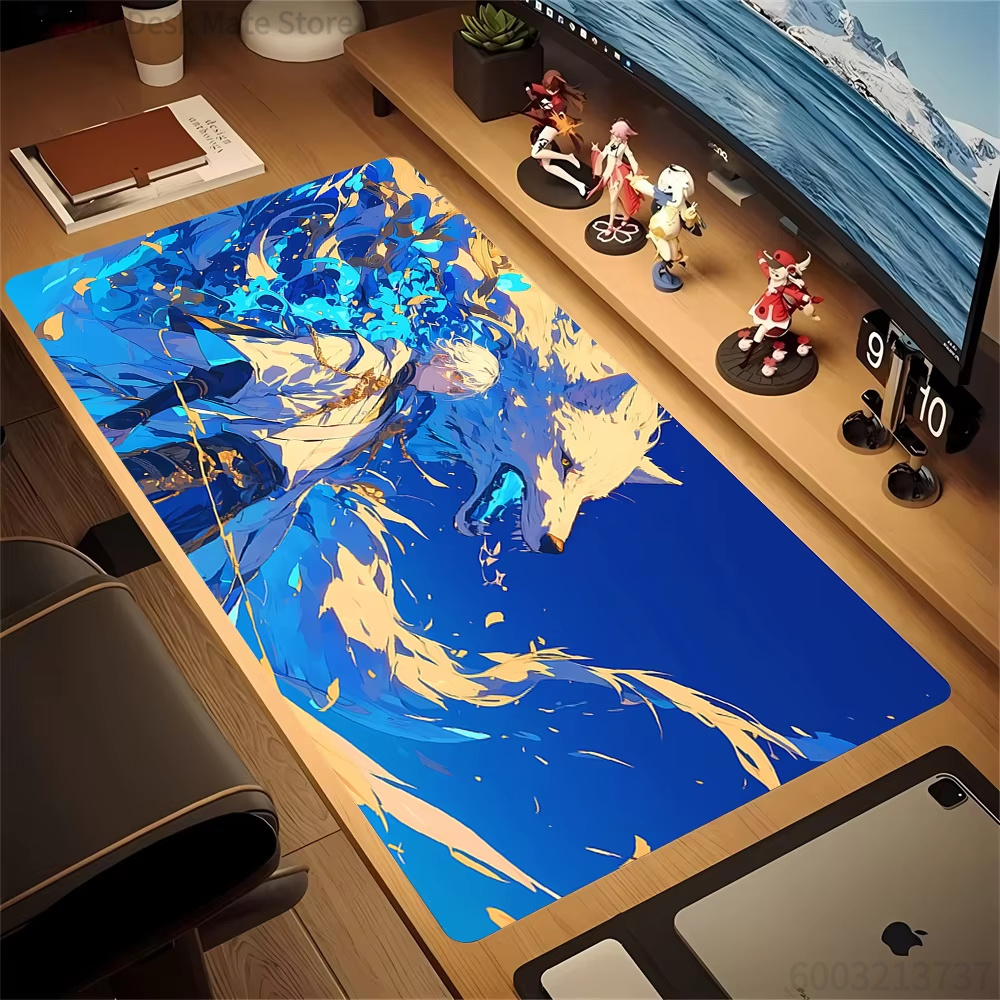 Gaming Keyboard Blue - Blue Gold Marble Fluid Art Gaming