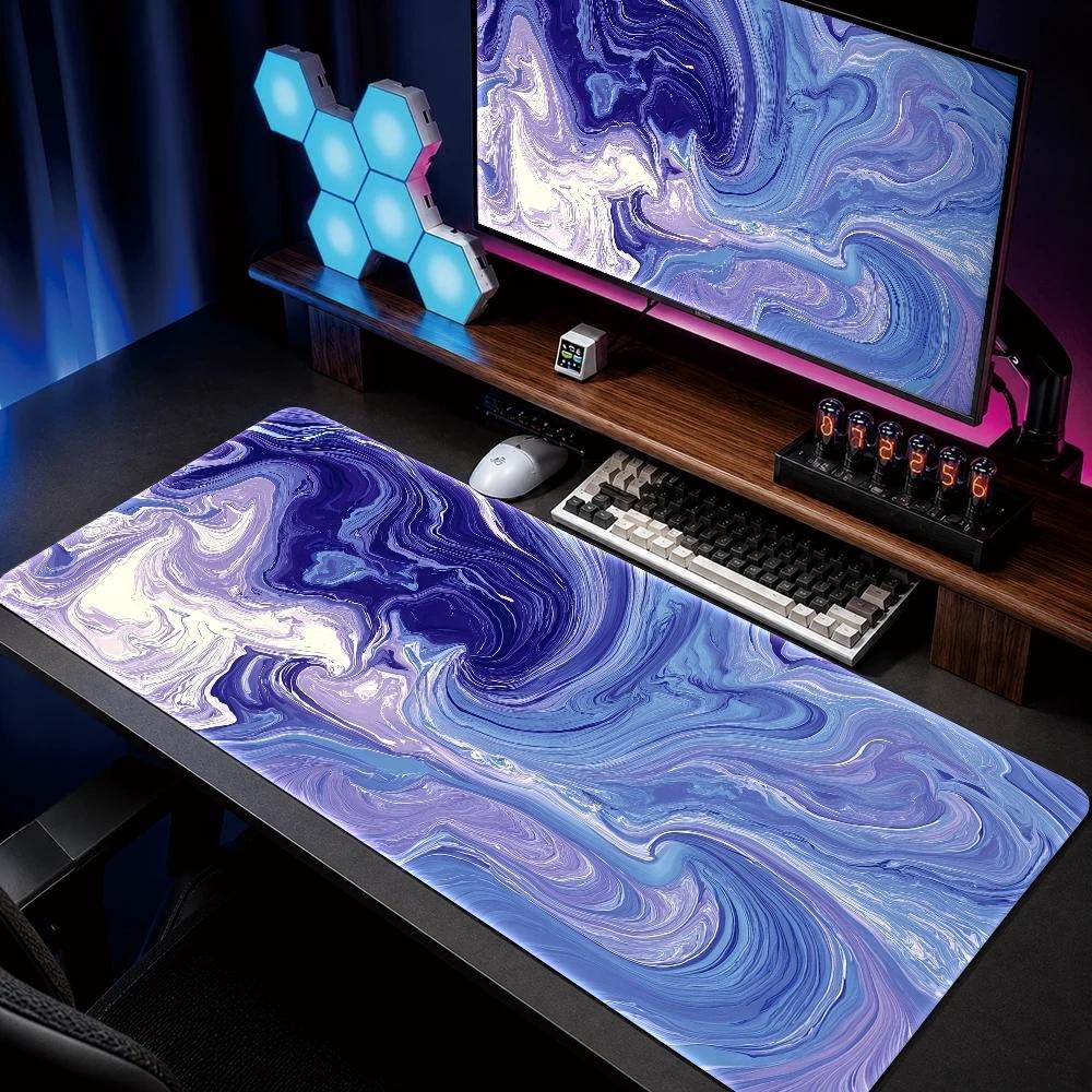 Gaming Keyboard Blue - Creative Blue-Purple Fluid Art Mouse Pad
