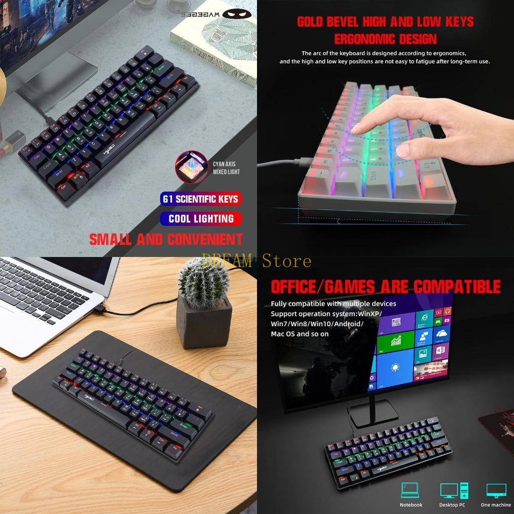 Gaming Keyboard Best - RGB Backlit Ultra-Compact Mini Keyboard 61