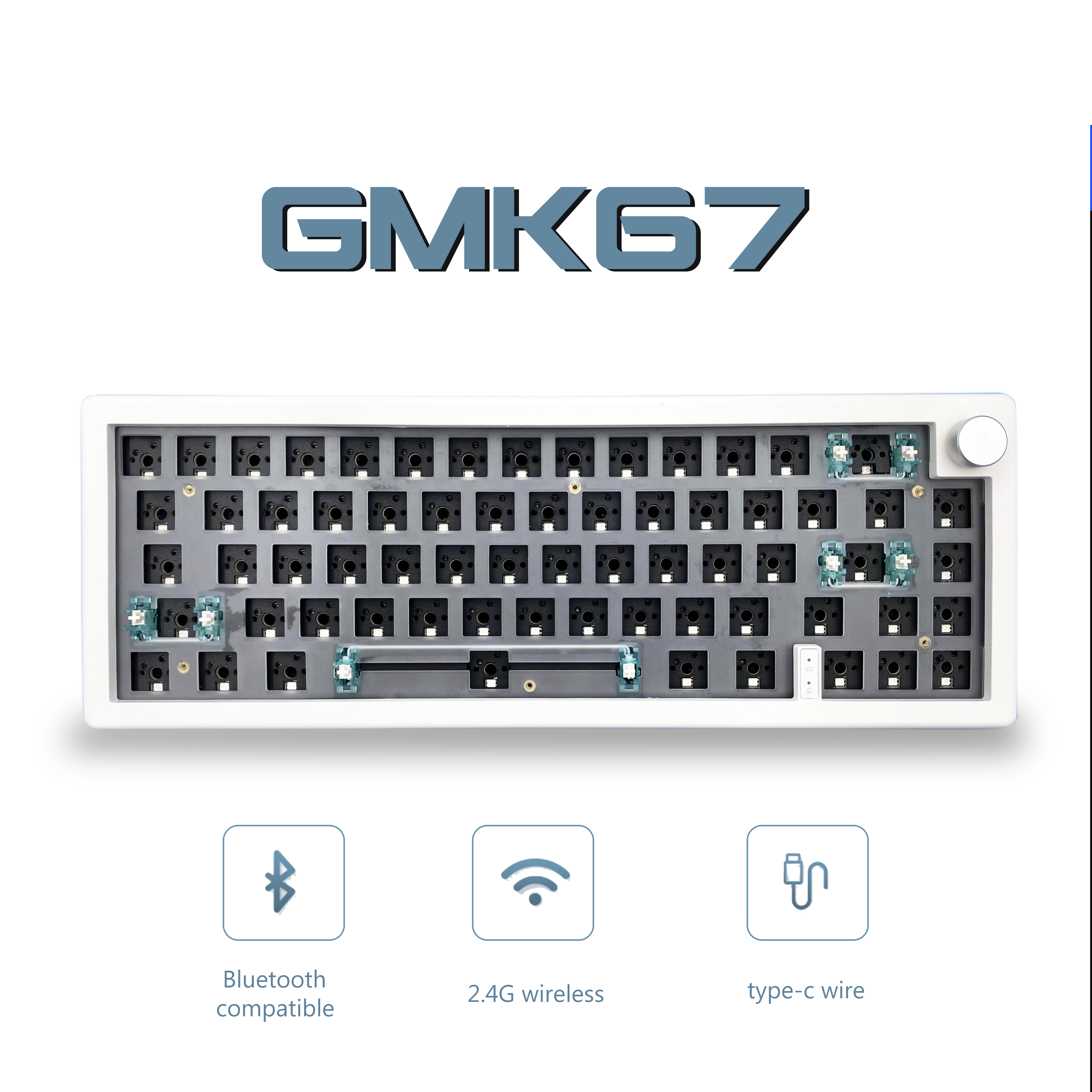 Keyboard Gaming Transparent - GMK67 65% Gasket Bluetooth 2.4G Wireless