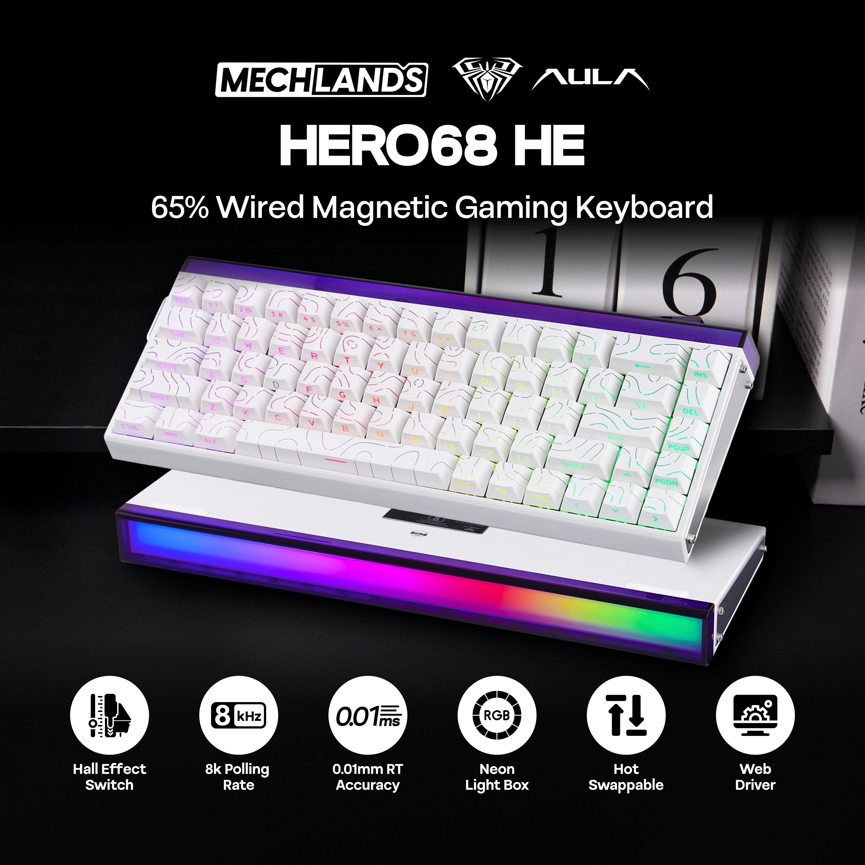 AULA Hero68 HE 65% ANSI US Lay - Gaming Keyboard Hall Effect Switches avaliação e preço