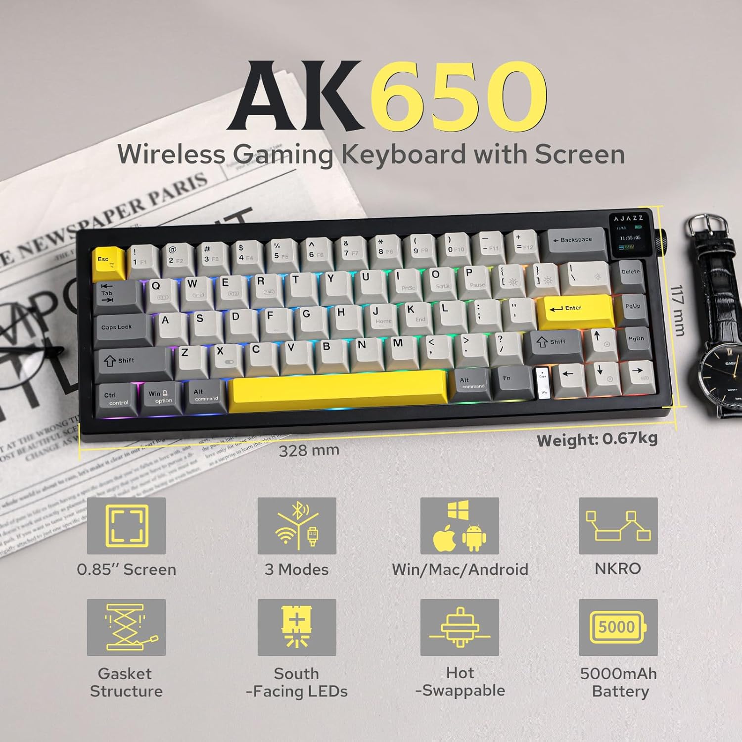 Ajazz AK650 Gaming Mechanical  - Gaming Keyboard Budget avaliação e preço