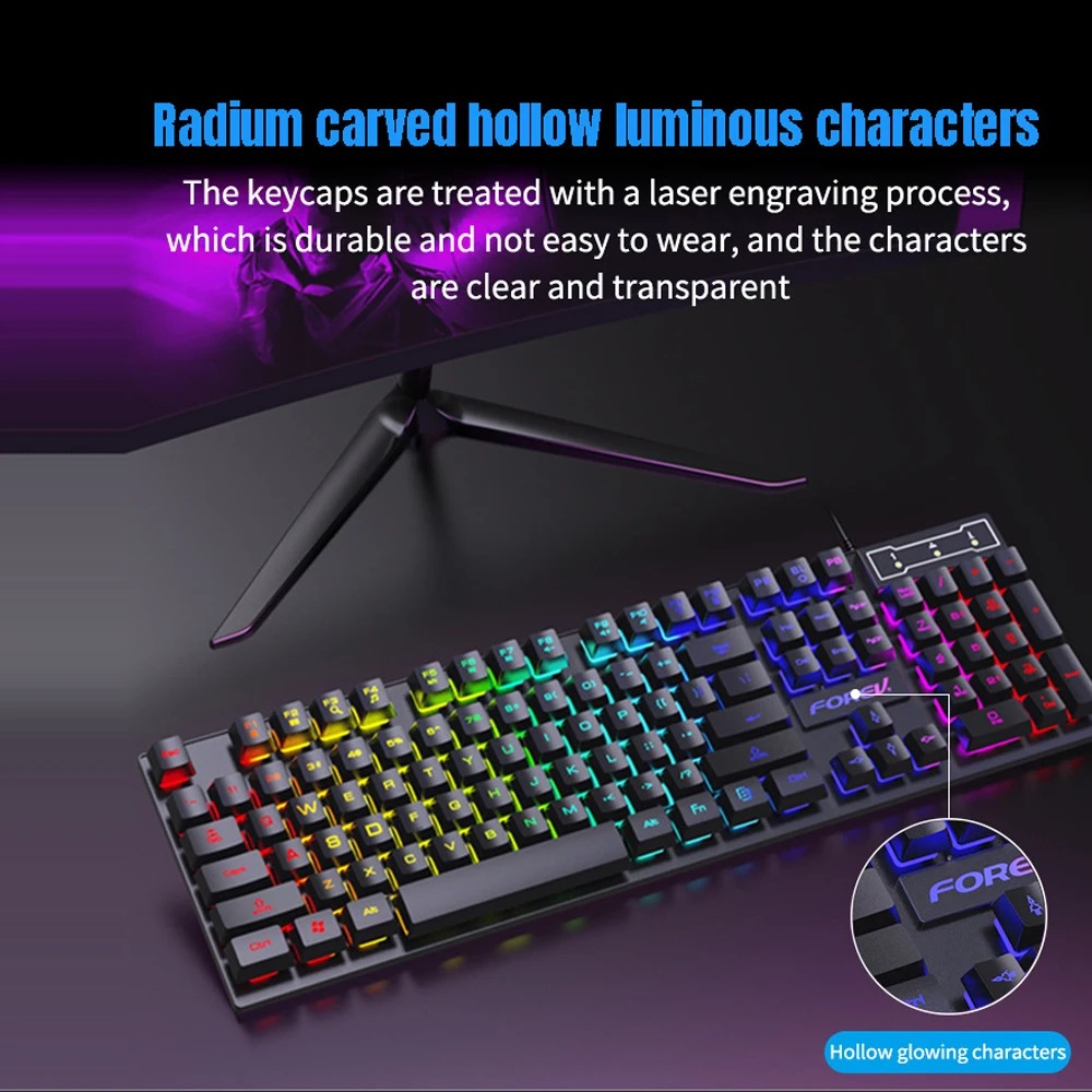 104 Keys Wired Keyboard RGB Co - Gaming Keyboard Budget avaliação e preço