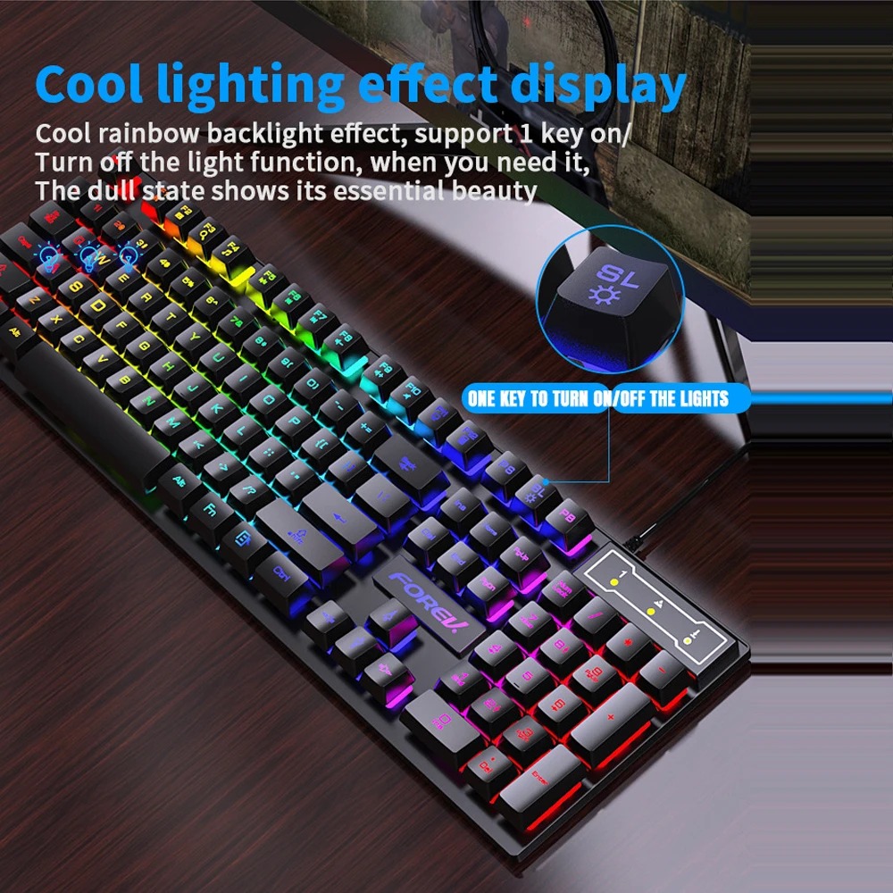 104 Keys Wired Keyboard RGB Co - Gaming Keyboard Budget avaliação e preço