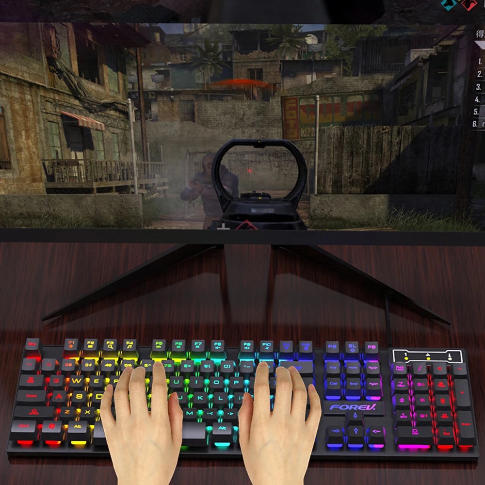 104 Keys Wired Keyboard RGB Co - Gaming Keyboard Budget avaliação e preço