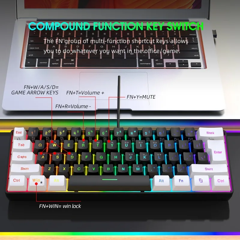Keyboard and Mouse 60% Compute - Gaming Keyboard Mouse Set avaliação e preço
