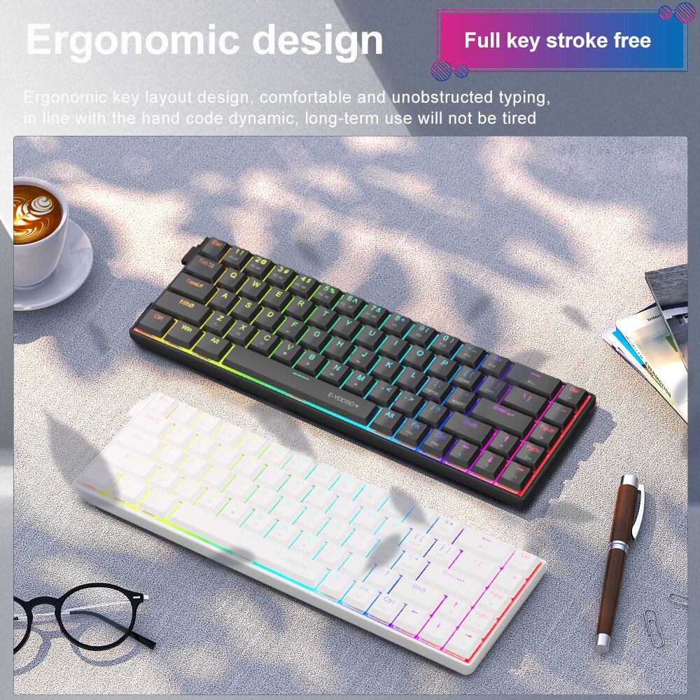 E-YOOSO A68 RGB Mini Slim USB  - Gaming Keyboard Mobile avaliação e preço