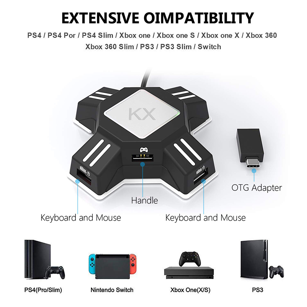 KX Adapter for PS4 Controller  - Gaming Keyboard And Mouse For Xbox avaliação e preço