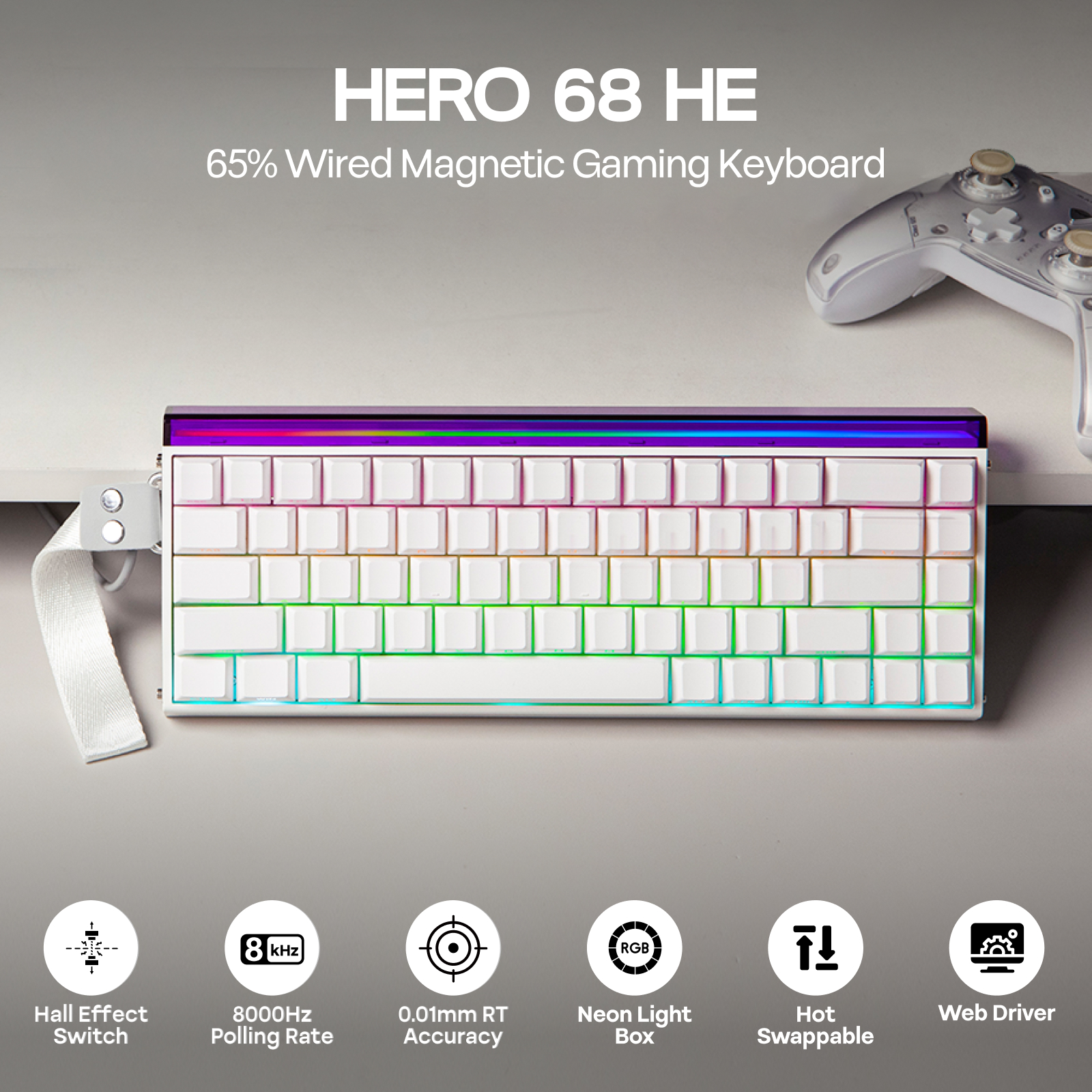 AULA Hero68 HE 65% ANSI QWERTY - Gaming Keyboard Hall Effect Switches avaliação e preço