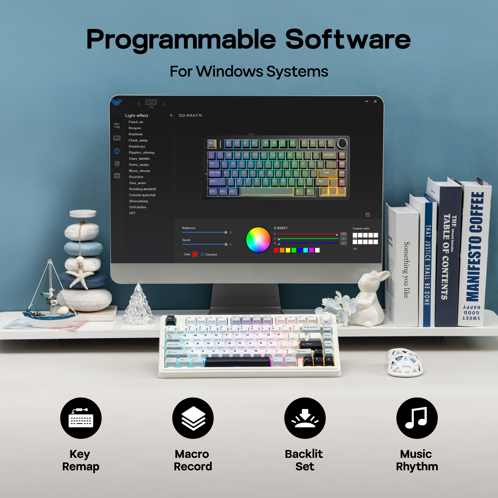 EPOMAKER x AULA F75 75% ANSI H - Keyboard Gaming Transparent avaliação e preço