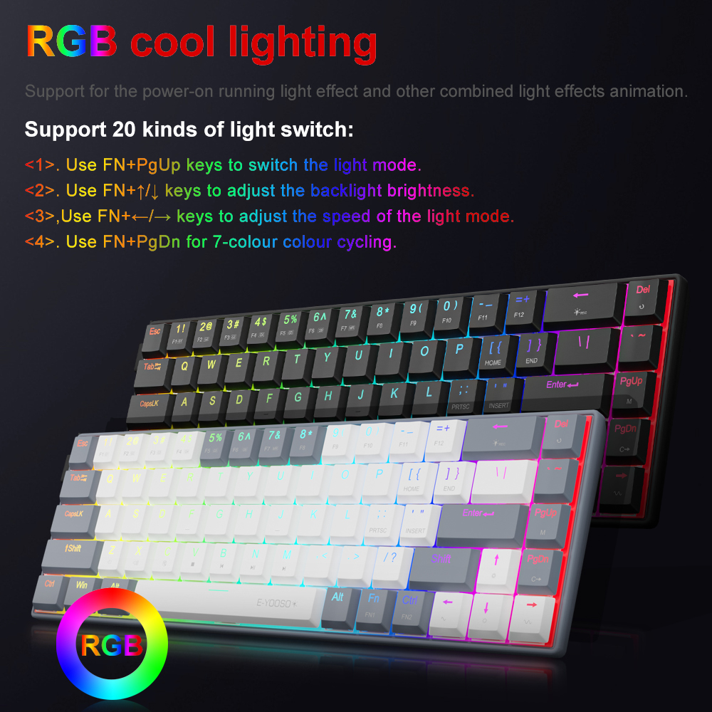 E-YOOSO A68 RGB Mini Slim USB  - Gaming Keyboard Budget avaliação e preço
