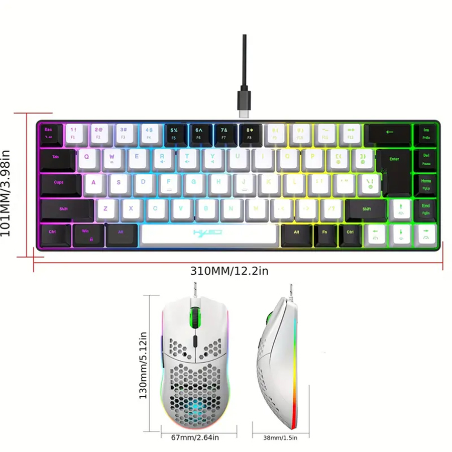 Ergonomic 68-Key Mini Wired Ke - Gaming Keyboard And Mouse For Xbox avaliação e preço