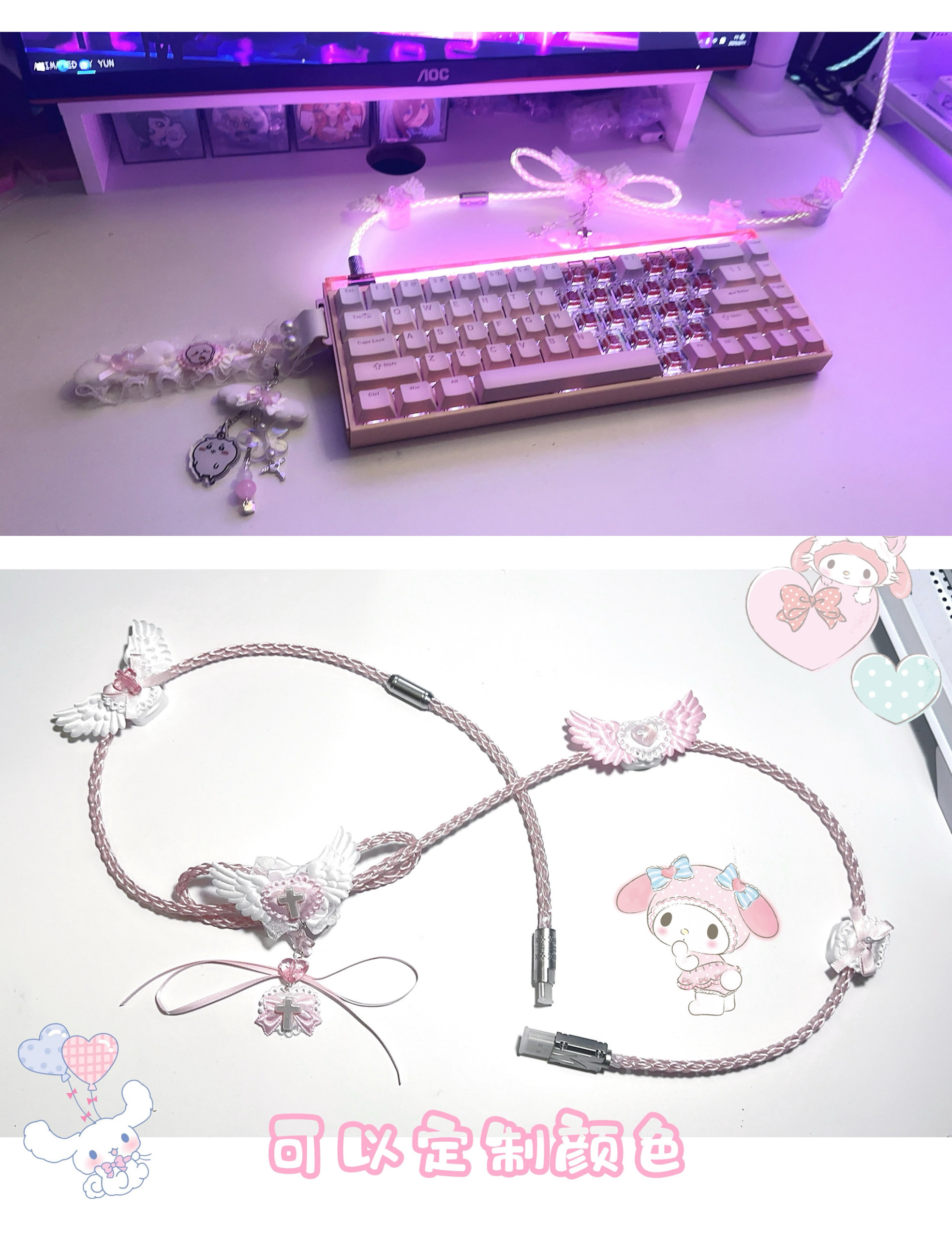 Custom Pink Blue Illuminated A - Gaming Keyboard Blue avaliação e preço