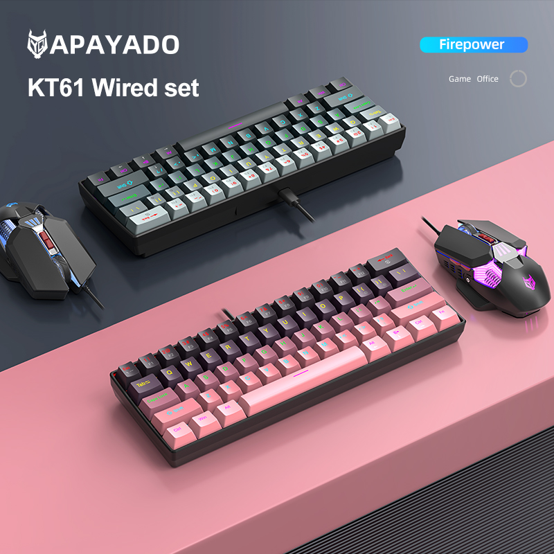 APAYADO KT61 Mechanical Keyboa - Gaming Keyboard Mouse Set avaliação e preço