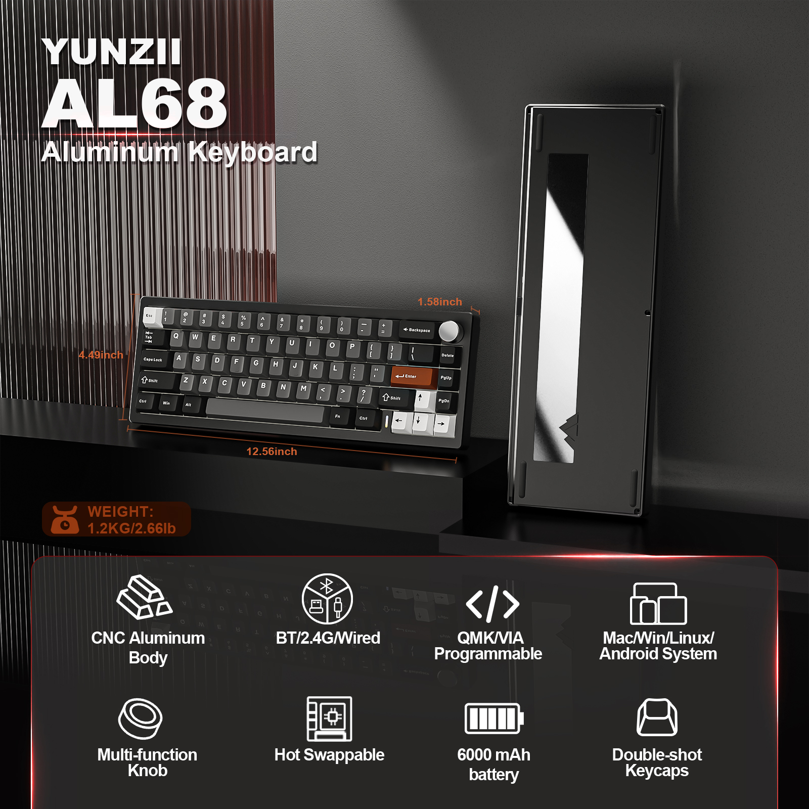 YUNZII AL68 Black QMK/VIA Mech - Gaming Keyboard Mobile avaliação e preço