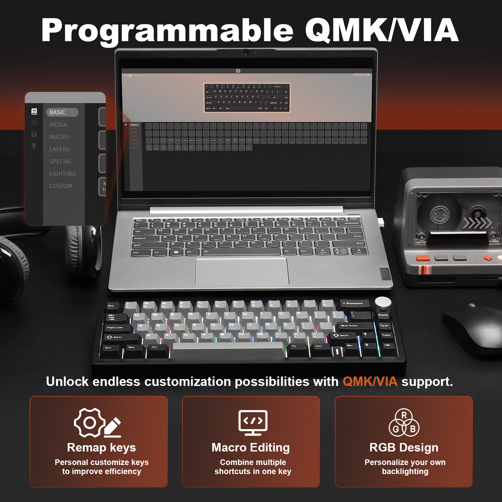 YUNZII AL68 Black QMK/VIA Mech - Gaming Keyboard Mobile avaliação e preço