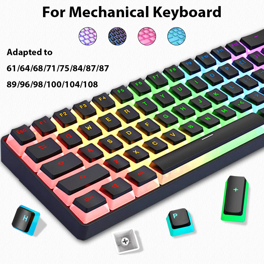 129 Keys Pudding Keycaps PBT D - Gaming Keyboard No Rgb avaliação e preço