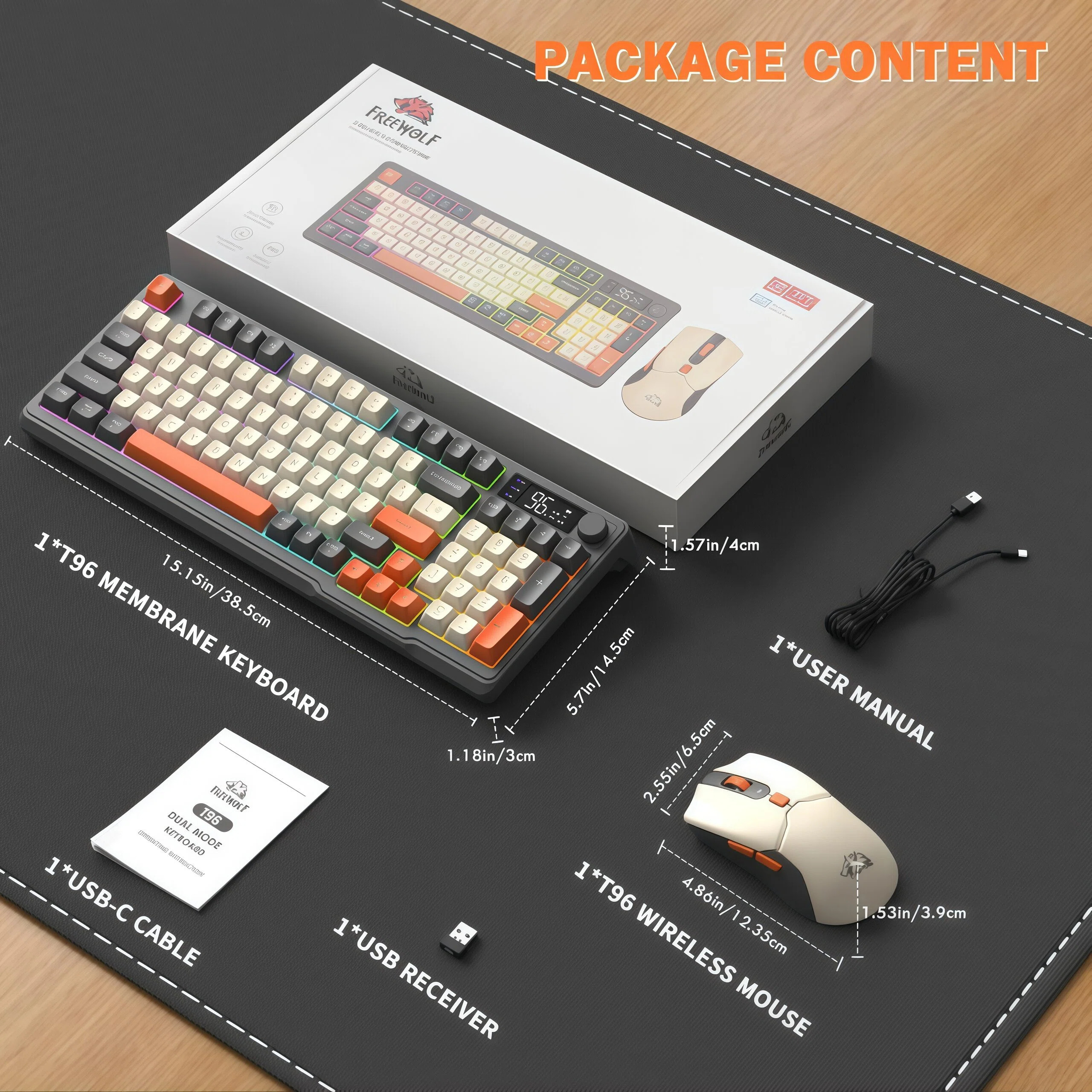 FREEWOLF T96 Wireless Keyboard - Gaming Keyboard Mouse Set avaliação e preço