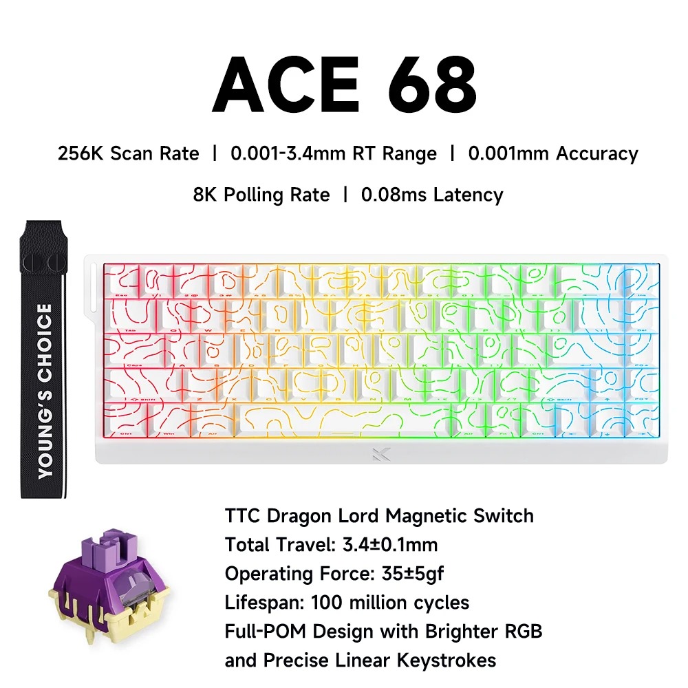 MCHOSE ACE 68 Magnetic Switch  - Gaming Keyboard Hall Effect Switches avaliação e preço