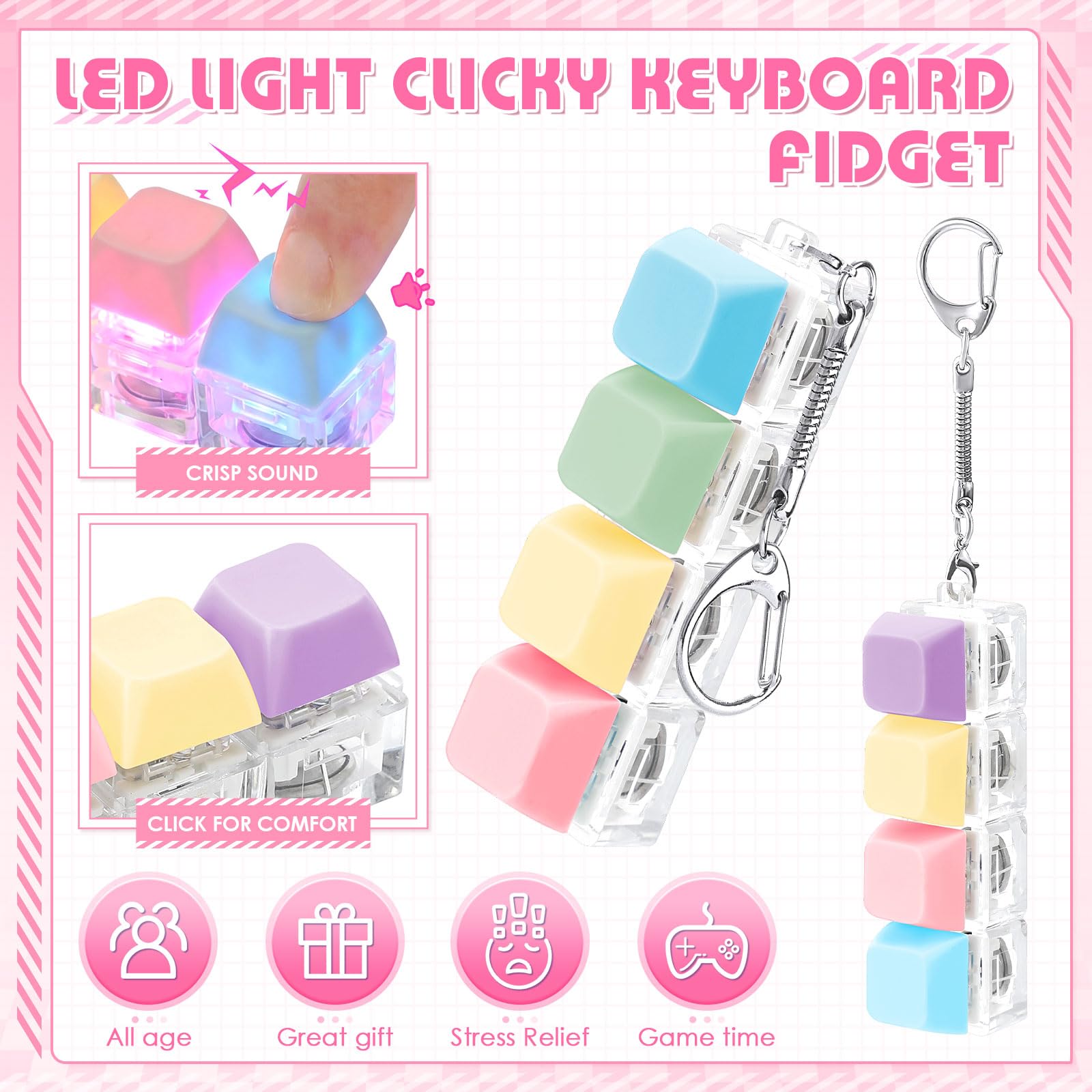 LED Light Up Fidget Keychain,  - Mechanical Switch Tester avaliação e preço